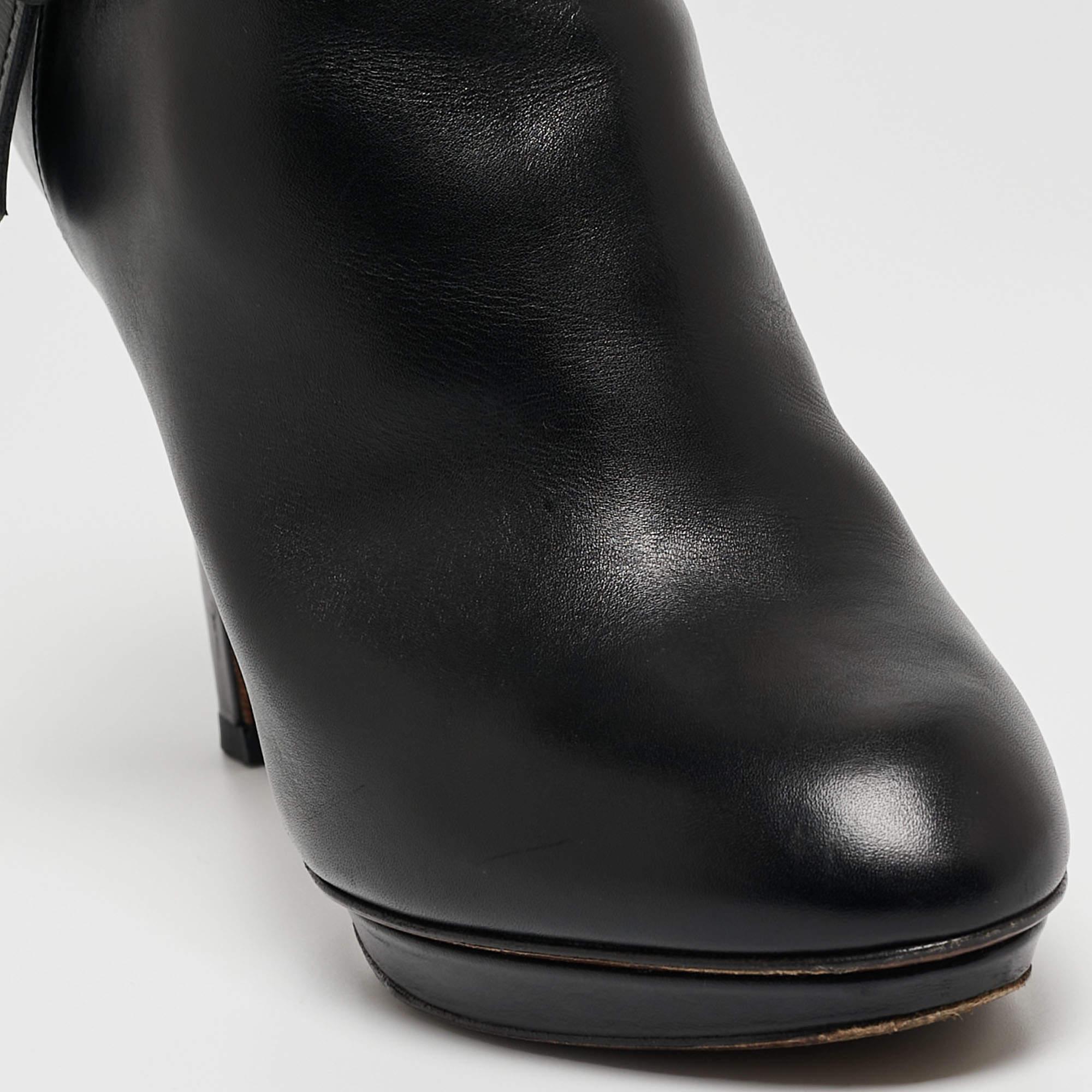 Louis Vuitton Black Leather Platform Ankle Booties Size 37 4