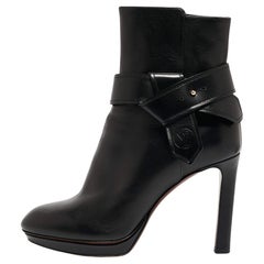 Louis Vuitton Black Leather Platform Ankle Booties Size 37