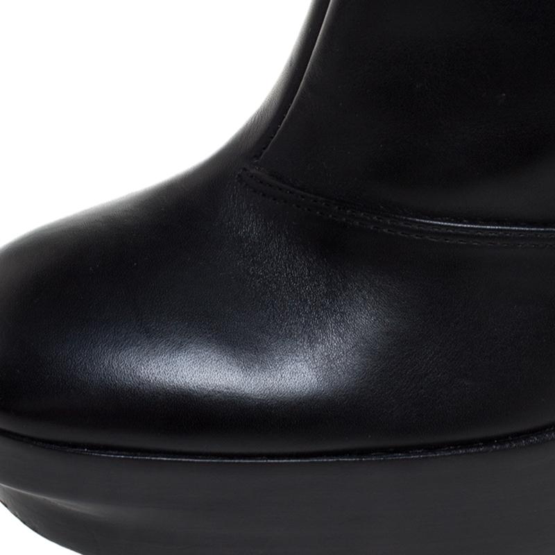 Women's Louis Vuitton Black Leather Platform Ankle Booties Size 37.5