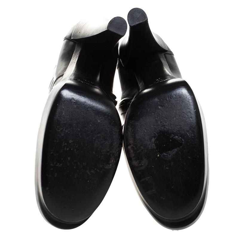 Louis Vuitton Black Leather Platform Ankle Booties Size 37.5 2
