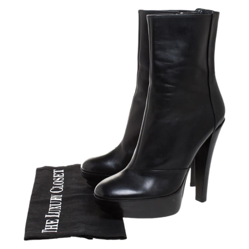 Louis Vuitton Black Leather Platform Ankle Booties Size 37.5 3