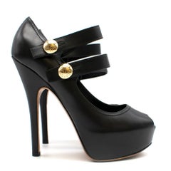 Louis Vuitton Black Leather Platform Mary Jane Pumps SIZE 37.5