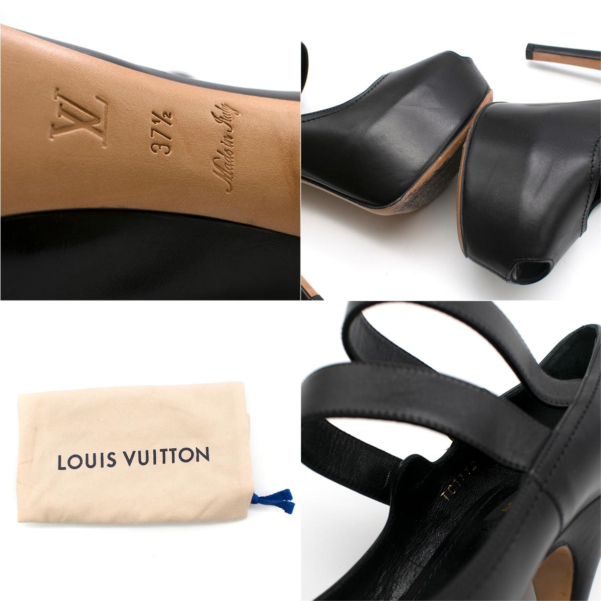 Louis Vuitton Black Leather Platform Mary Jane Pumps SIZE 37.5 2