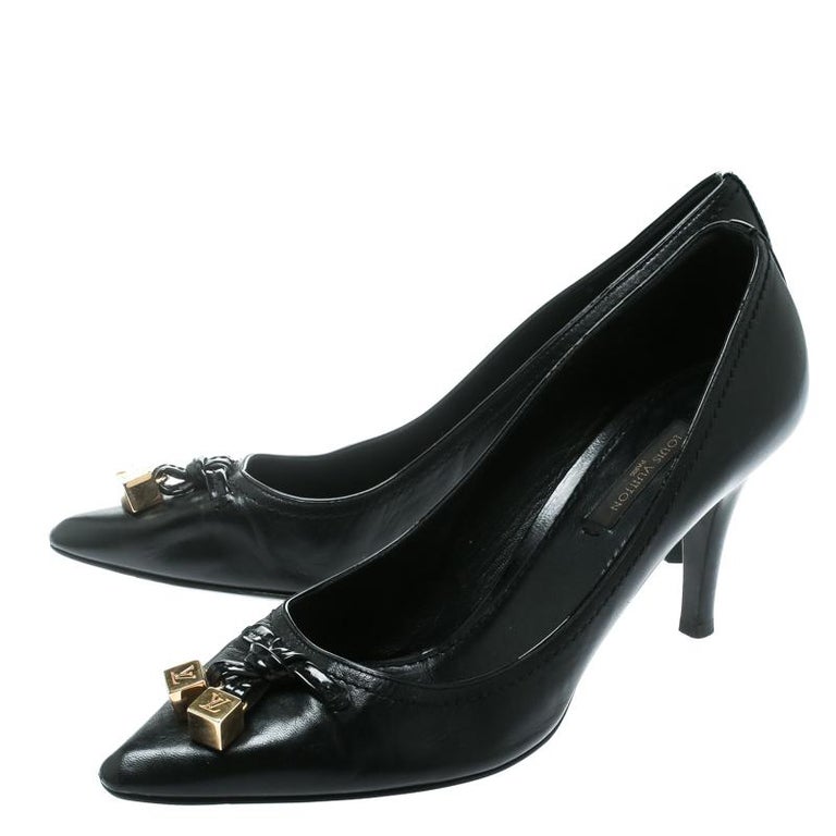 Louis Vuitton Black Leather Pointed Toe Cube Pumps Size 36 For Sale at ...