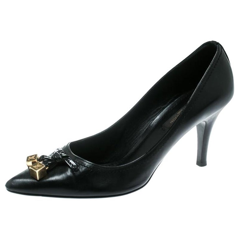 LOUIS VUITTON pumps shoes heel leather Black Used Women size 36