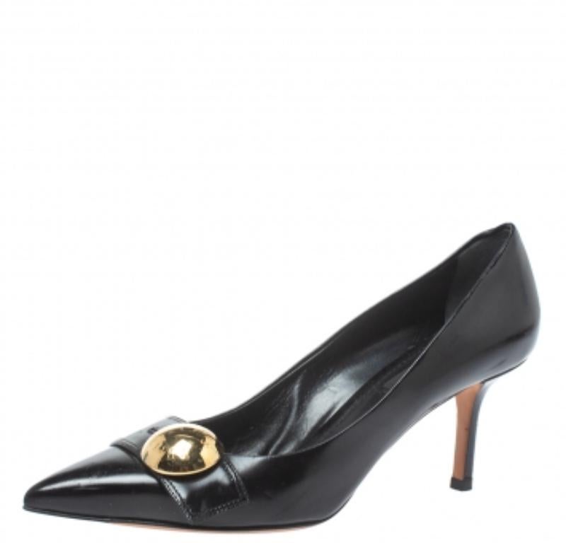 Schwarze Louis Vuitton-Pumps aus Leder mit spitzer Zehe Größe 36.5 Damen im Angebot