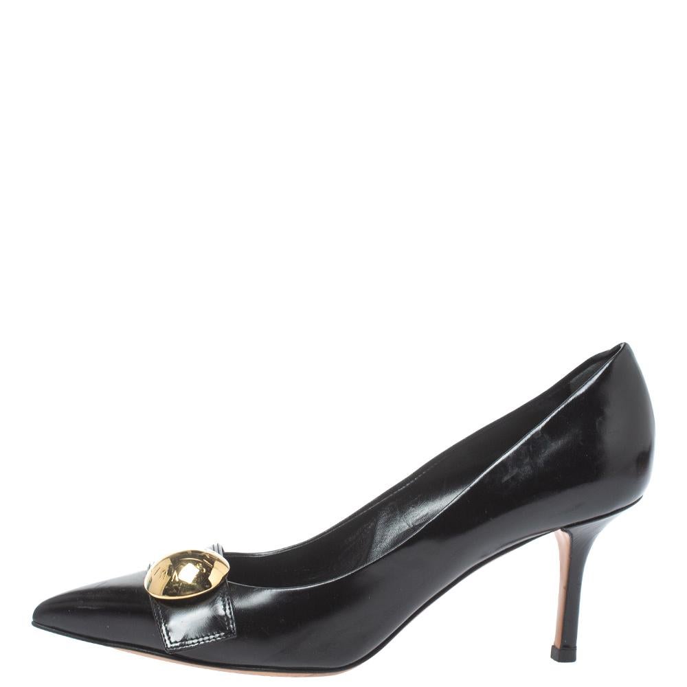 Louis Vuitton Black Leather Pointed Toe Pumps Size 36.5 For Sale 4