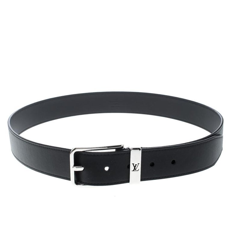 Louis Vuitton Black Leather Pont Neuf Belt 95cm For Sale at 1stDibs