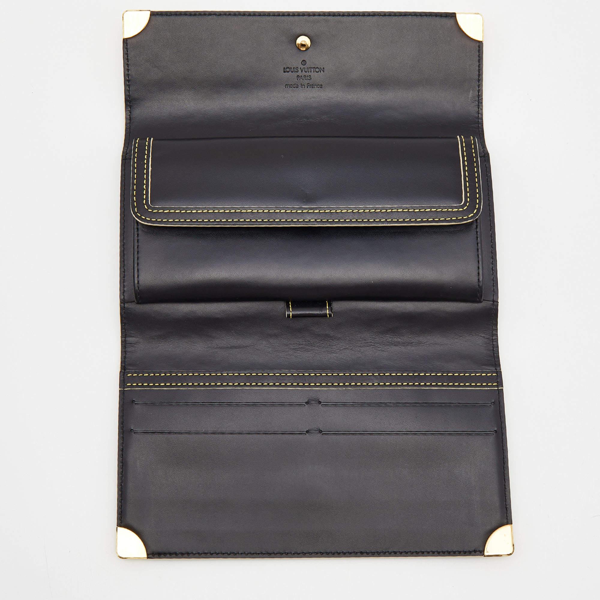 Louis Vuitton Black Leather Porte Tresor International Wallet In Good Condition In Dubai, Al Qouz 2