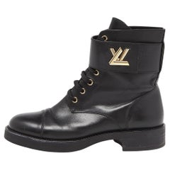 Louis Vuitton Black Leather Ranger Boots Size 38