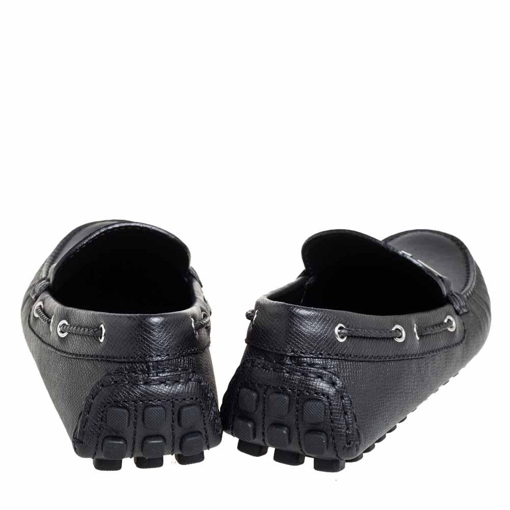 Louis Vuitton Black Leather Raspail Slip On Moccasins Size 41 1