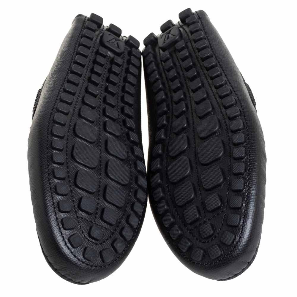 Louis Vuitton Black Leather Raspail Slip On Moccasins Size 41 2