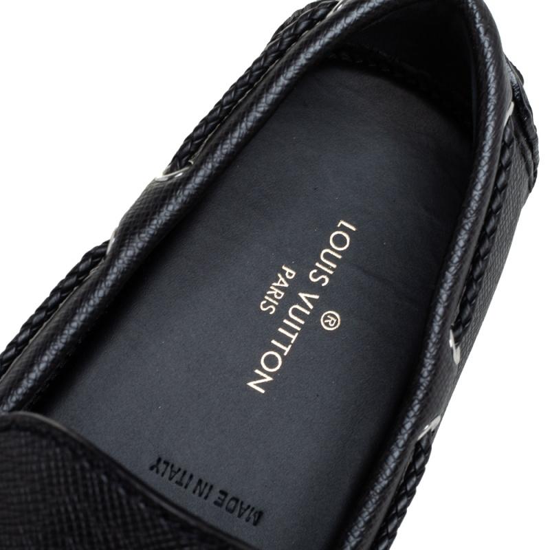 Louis Vuitton Black Leather Raspail Slip On Moccasins Size 41 3