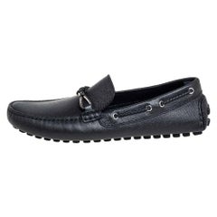 Louis Vuitton Black Leather Raspail Slip On Moccasins Size 41