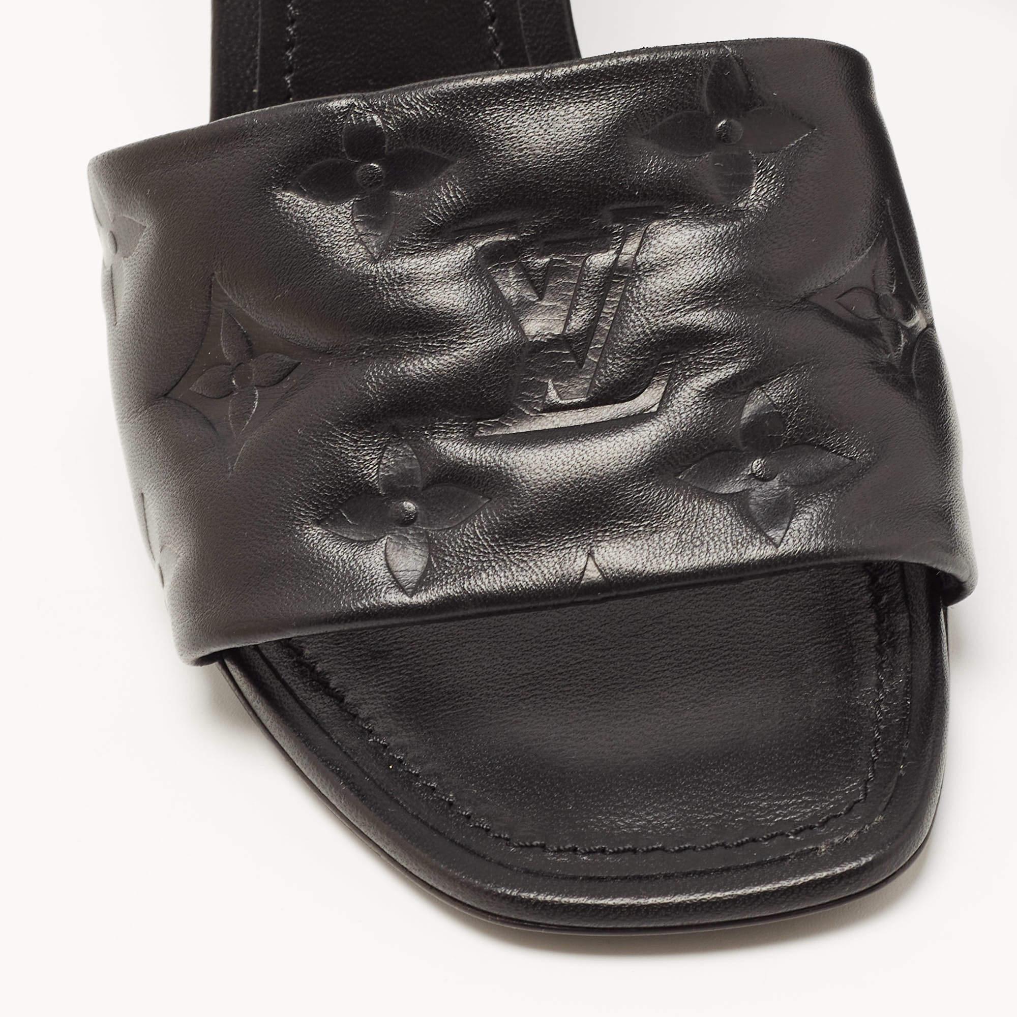 Louis Vuitton Black Leather Revival Mules Sandals Size 38 1