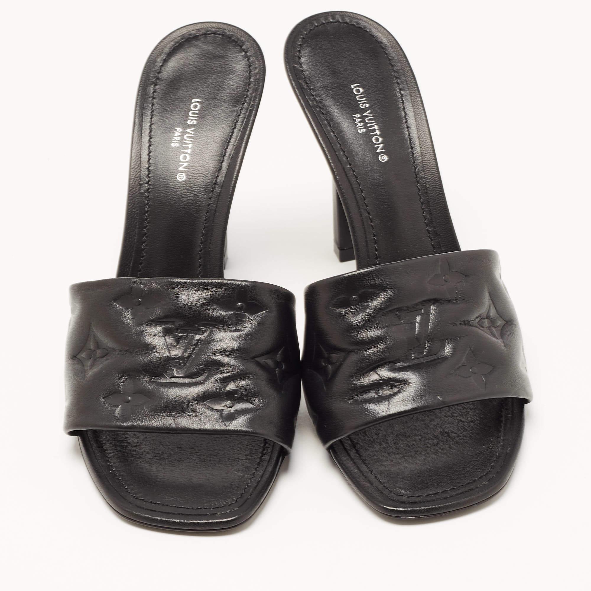 Louis Vuitton Black Leather Revival Mules Sandals Size 38 3