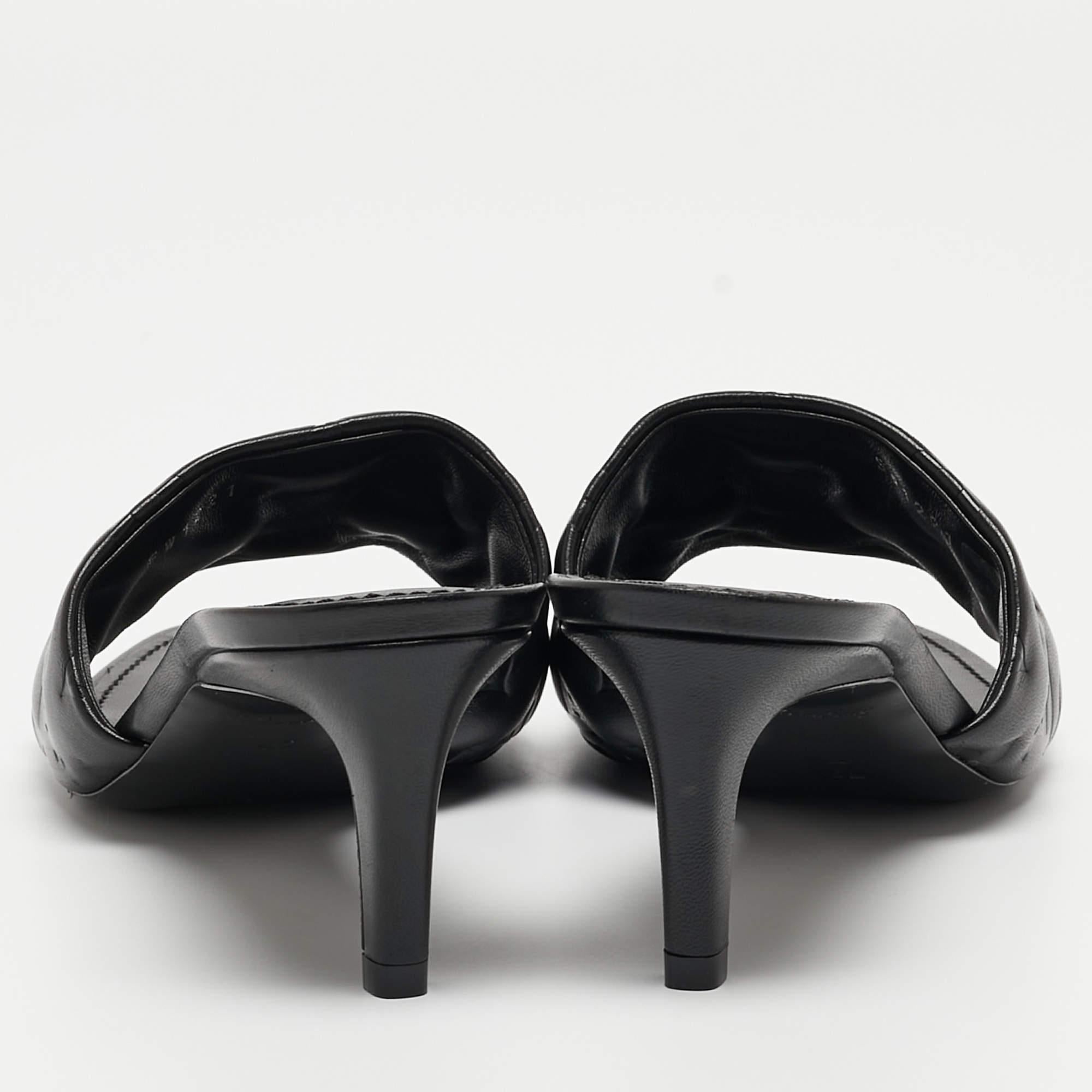 Louis Vuitton Black Leather Revival Slides Size 40 1