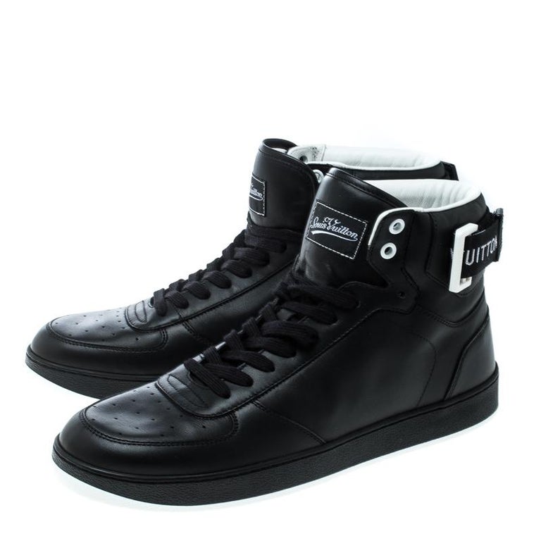 Louis Vuitton Black Leather Rivoli High Top Sneakers Size 40.5 For Sale at 1stdibs