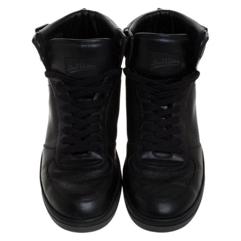 Louis Vuitton Black Leather Rivoli High Top Sneakers Size 42 at 1stDibs   leather high top sneakers, louis vuitton black high top shoes, louis  vuitton rivoli black