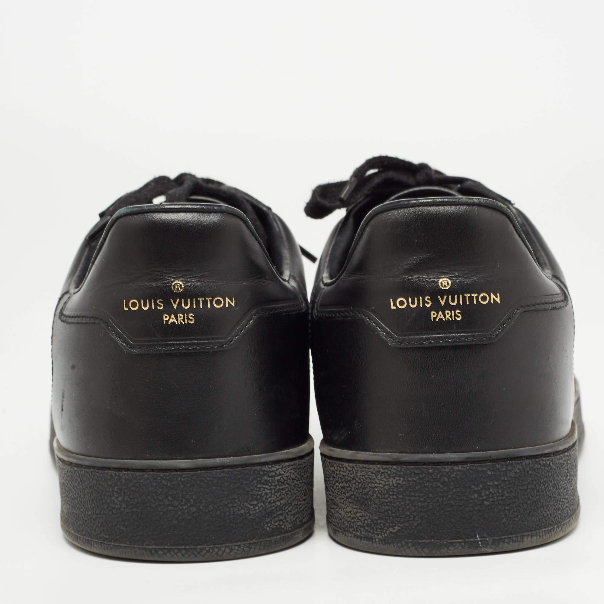 Louis Vuitton Black Leather Rivoli Sneakers Size 44 For Sale 2