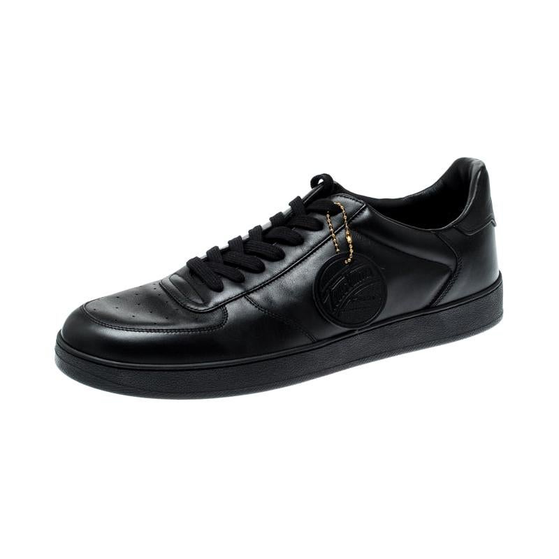 Louis Vuitton Black Leather Rivoli Sneakers Size 44