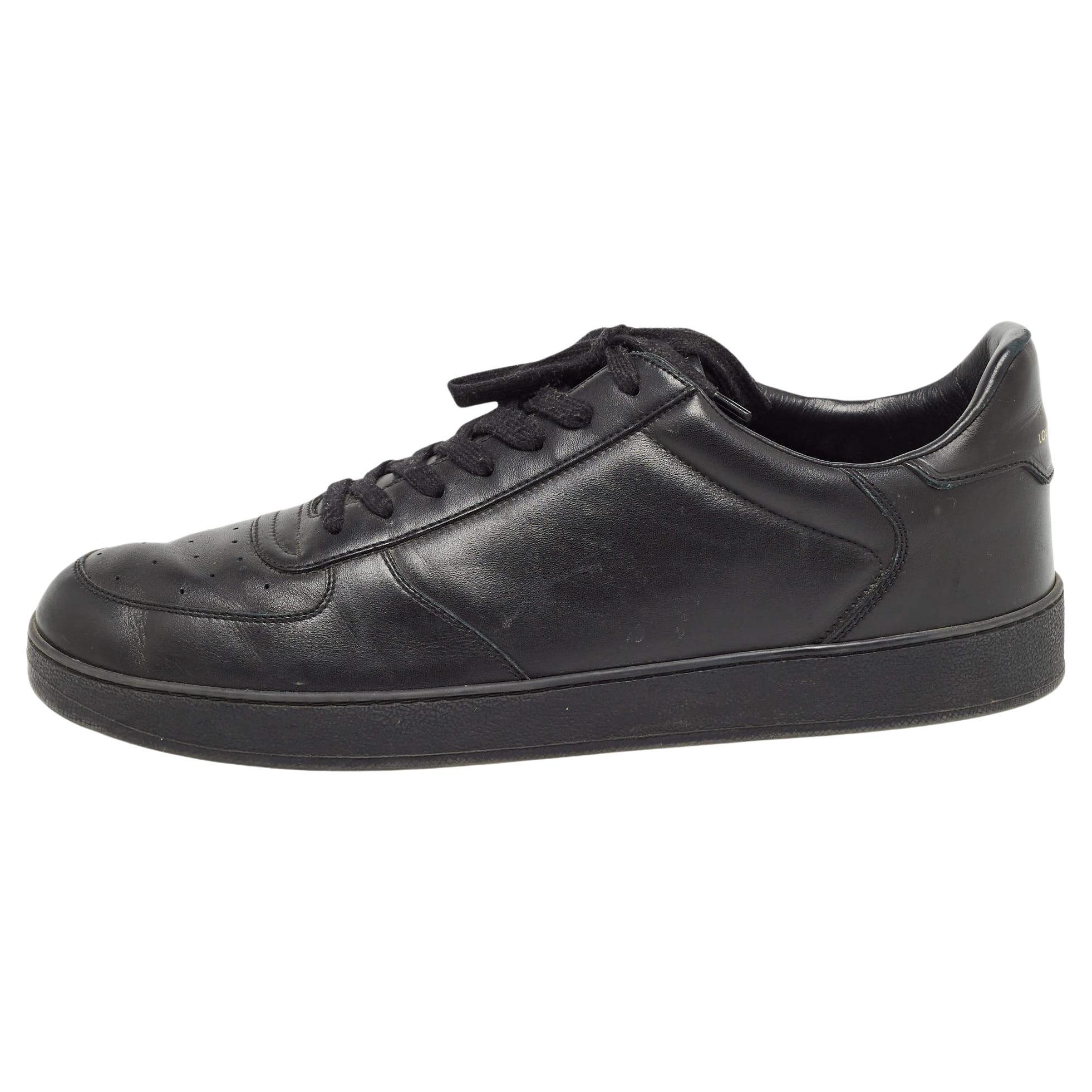 Louis Vuitton Black Leather Rivoli Sneakers Size 44 For Sale