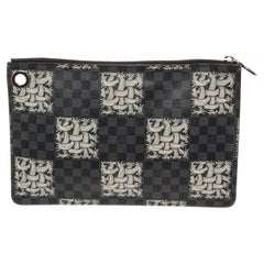 Louis Vuitton Black Leather Rope Pochette Voyage Wallet with leather, gold-tone