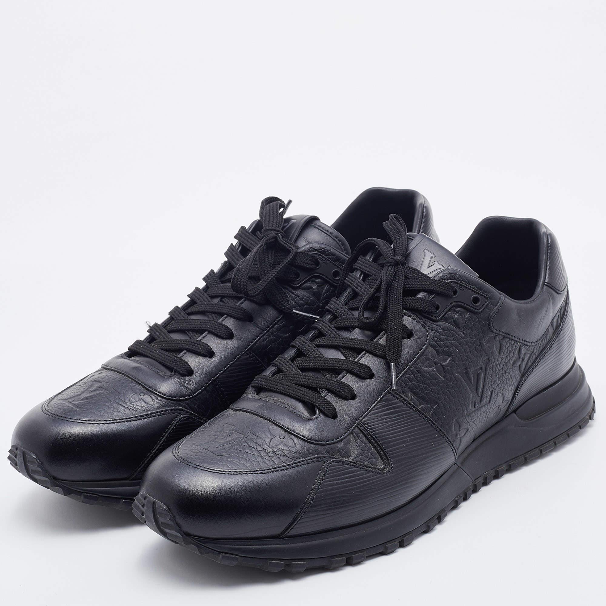 Men's Louis Vuitton Black Leather Run Away Low Top Sneakers Size 42.5