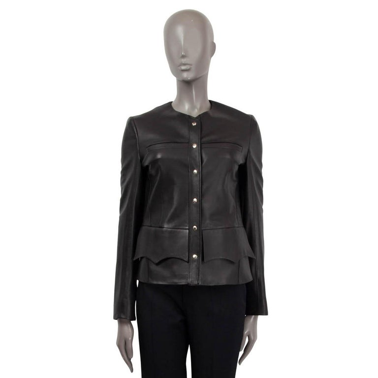 Louis Vuitton Leather Accent Asymmetrical Blazer BLACK. Size 36