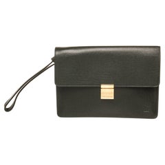 Louis Vuitton Black Leather Selenga Clutch Bag with leather, gold-tone hardware