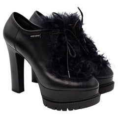 Louis Vuitton Black Leather & Shearling Heeled Booties