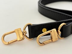 Louis Vuitton Black Leather Shoulder Strap with Gold-Tone Hardware