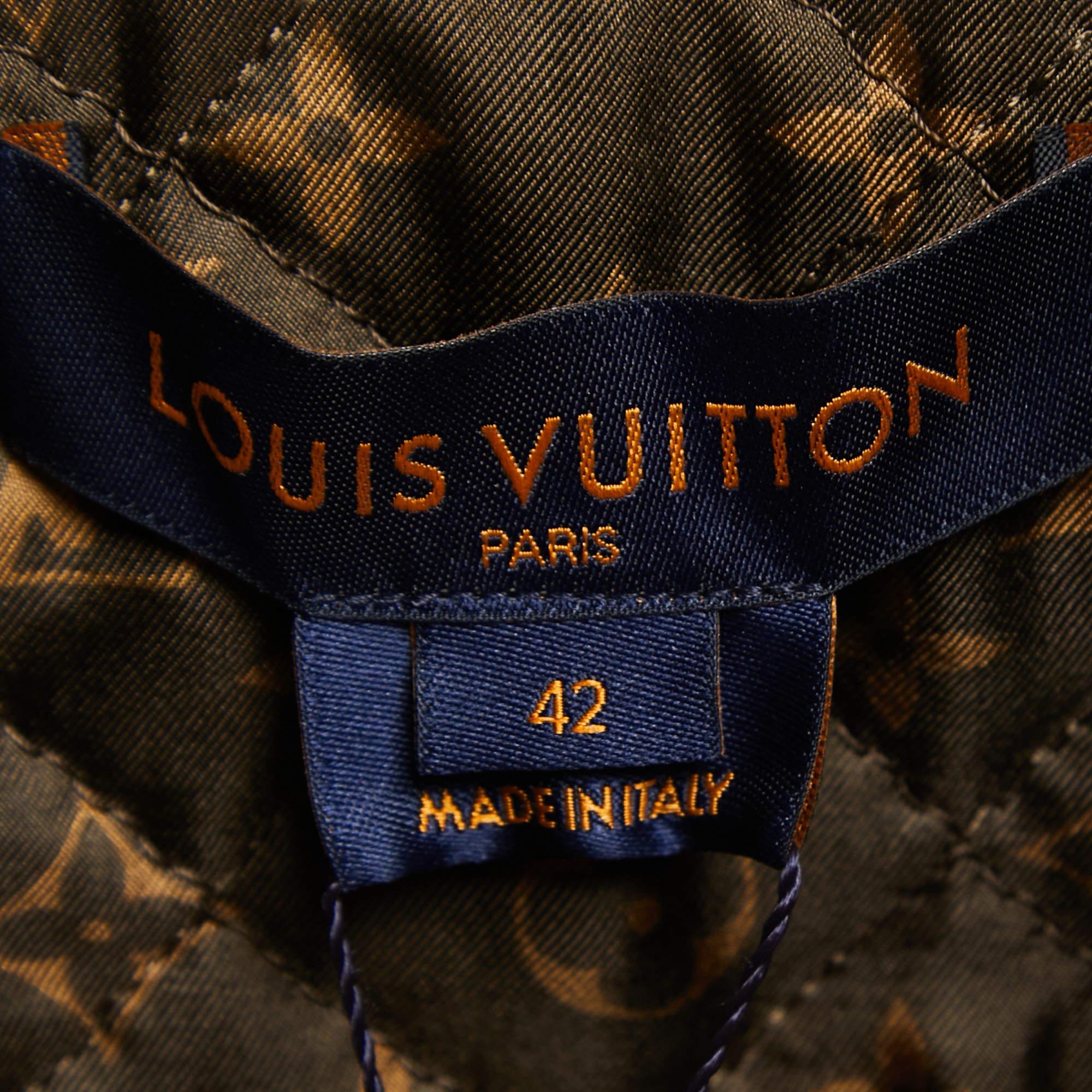 Louis Vuitton Black Leather & Silk Quilted Biker Jacket L 3