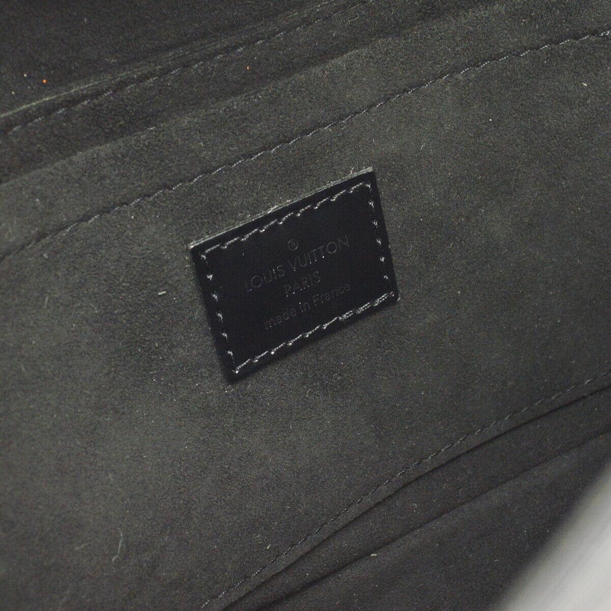 Louis Vuitton Black Leather Silver Small Top Handle Shoulder Pochette Flap Bag 1