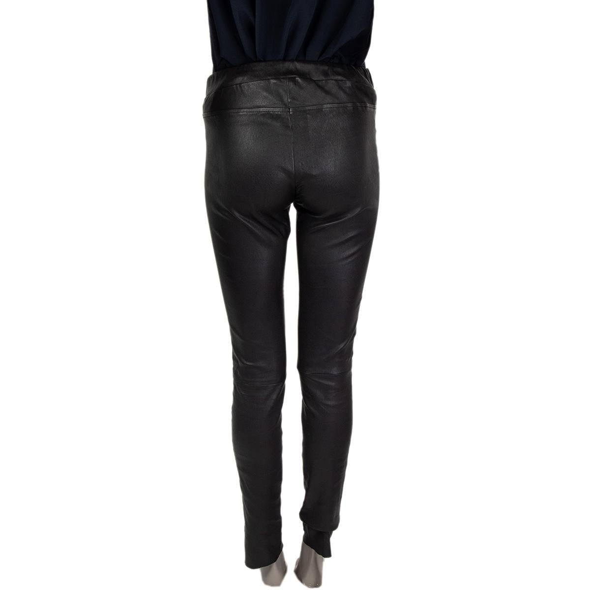 LOUIS VUITTON black LEATHER SKINNY Pants 36 XS In Excellent Condition In Zürich, CH