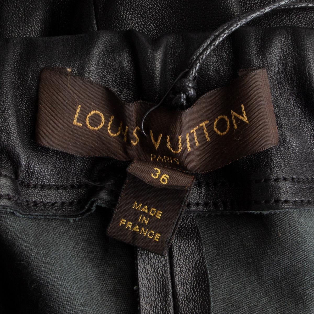 LOUIS VUITTON black LEATHER SKINNY Pants 36 XS 1