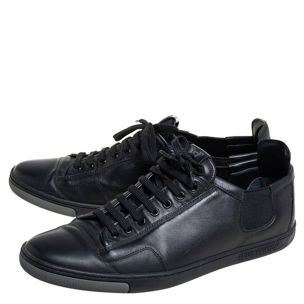 Men's Louis Vuitton Black Leather Slalom Low Top Sneakers Size 42.5