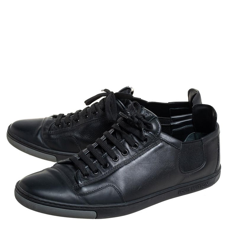 Louis Vuitton Black Leather Slalom Low Top Sneakers Size 42.5 at 1stDibs