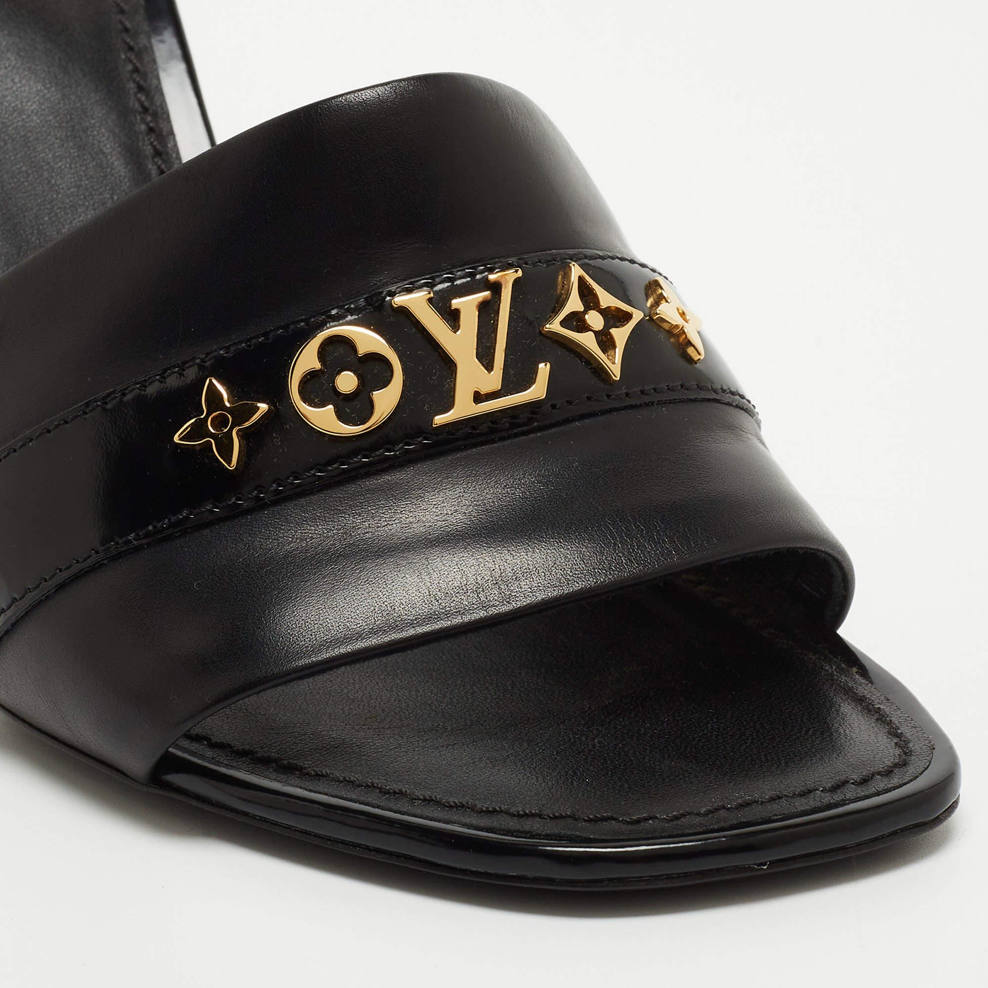 Louis Vuitton Black Leather Slide Sandals 1