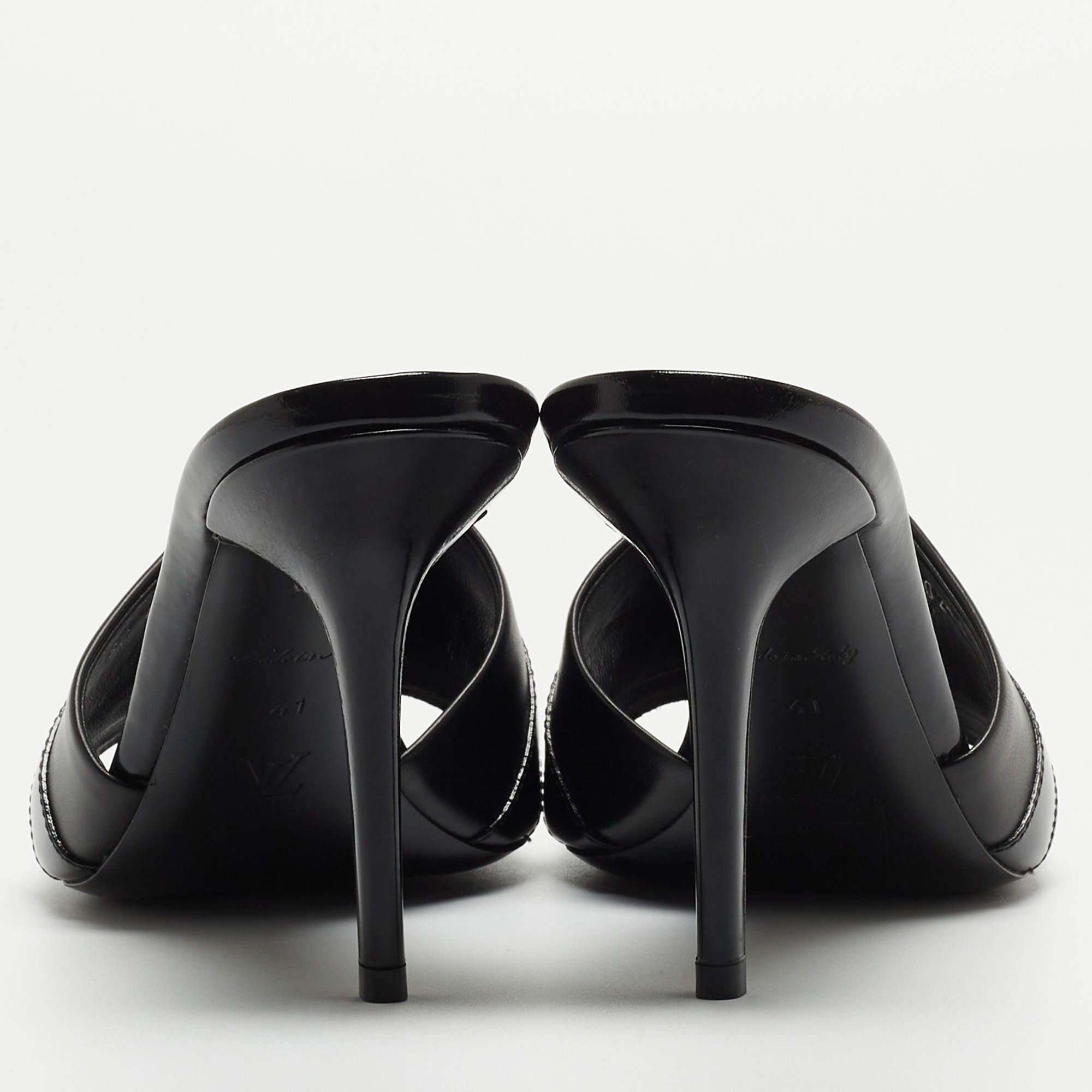 Louis Vuitton Black Leather Slide Sandals 2