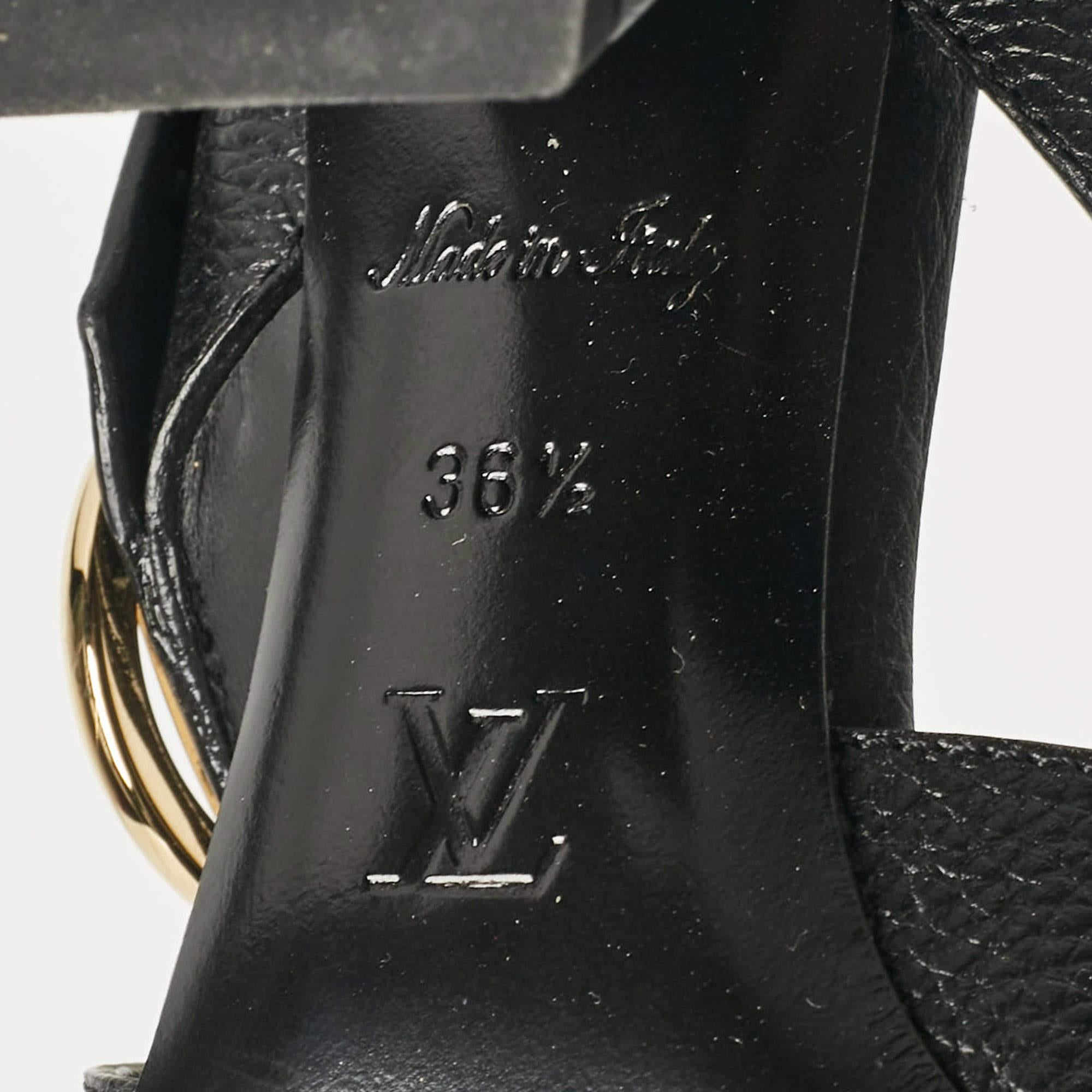 Louis Vuitton Black Leather Slide Sandals Size 36.5 3