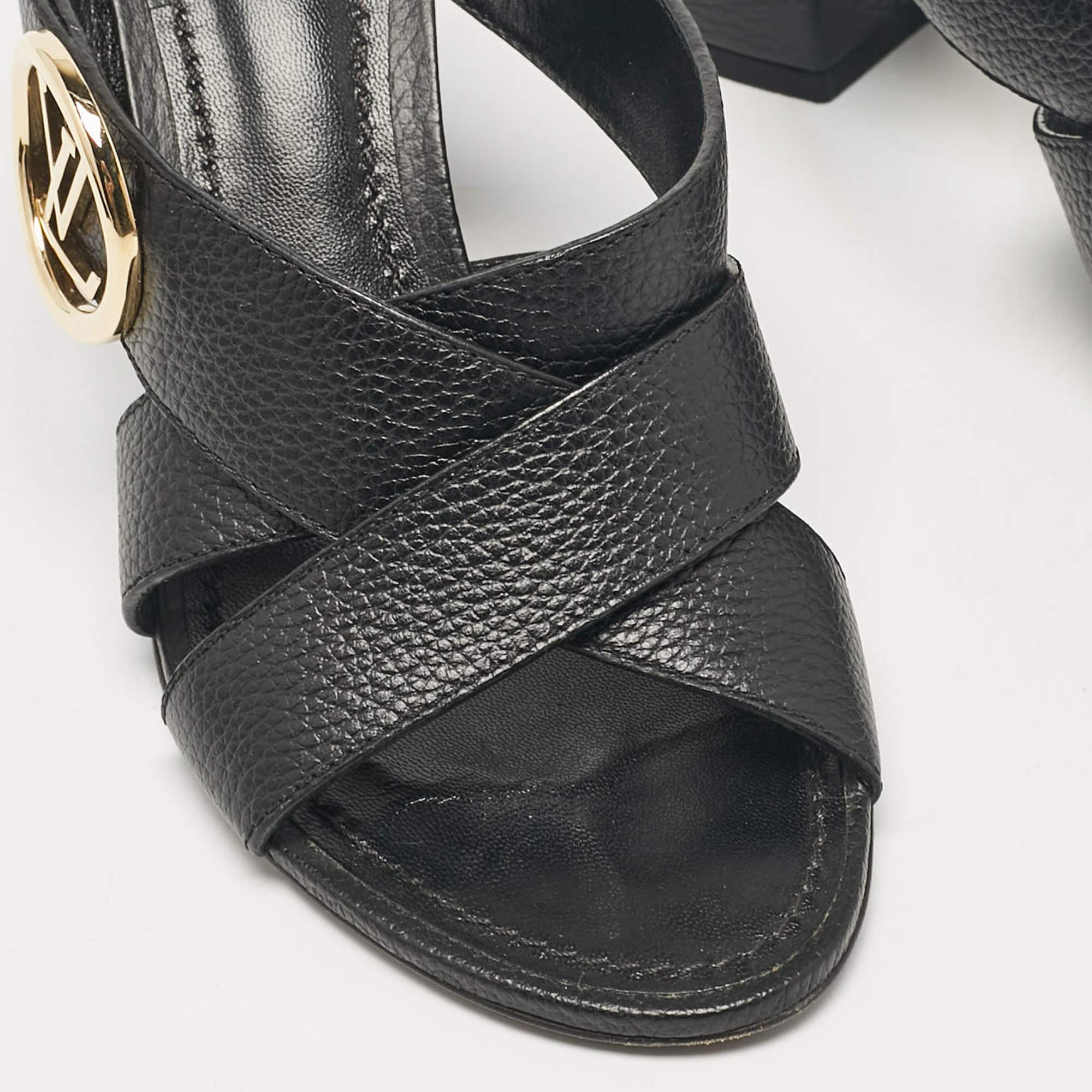 Louis Vuitton Black Leather Slide Sandals Size 36.5 4