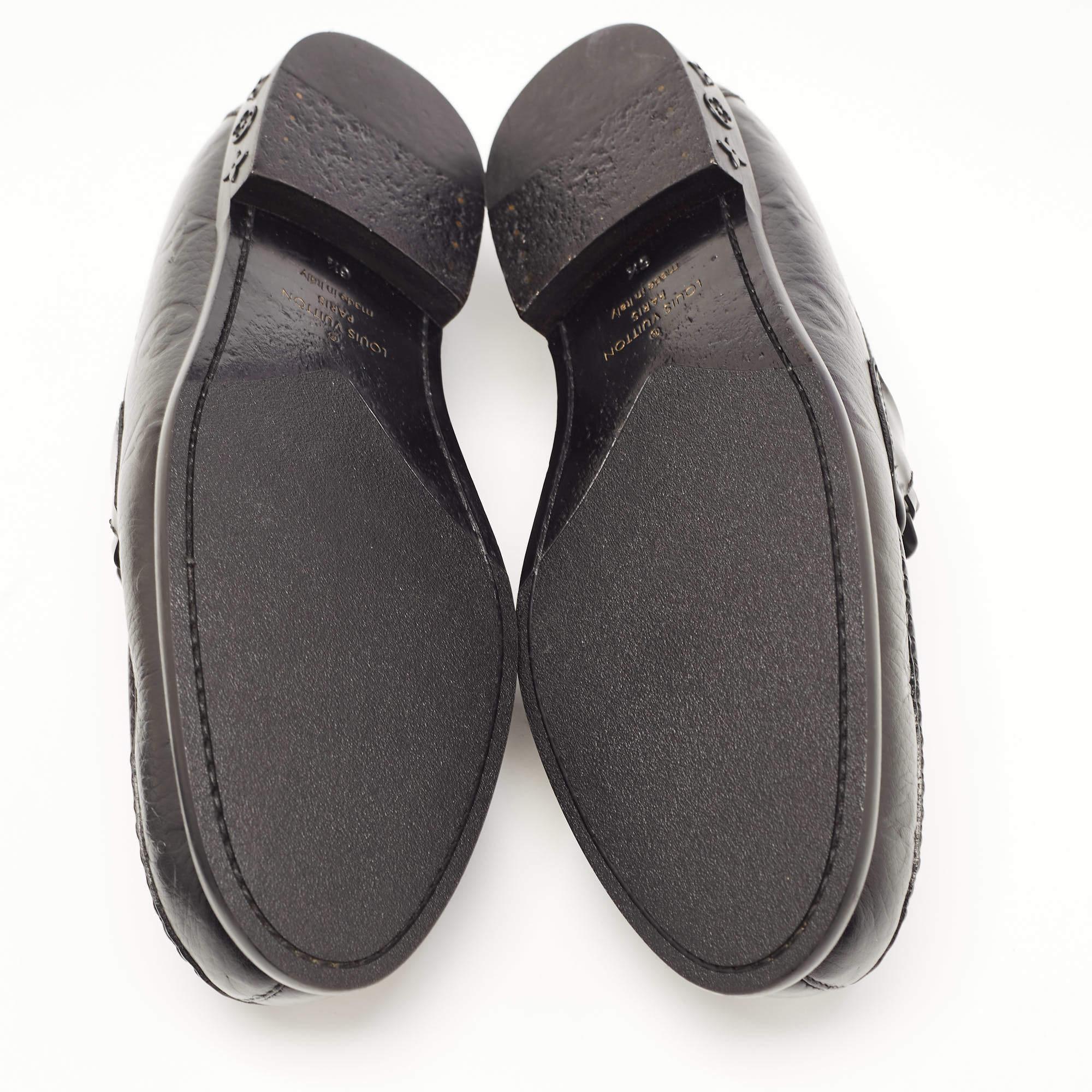 Louis Vuitton Black Leather Slip On Loafers Size 40.5 For Sale 4
