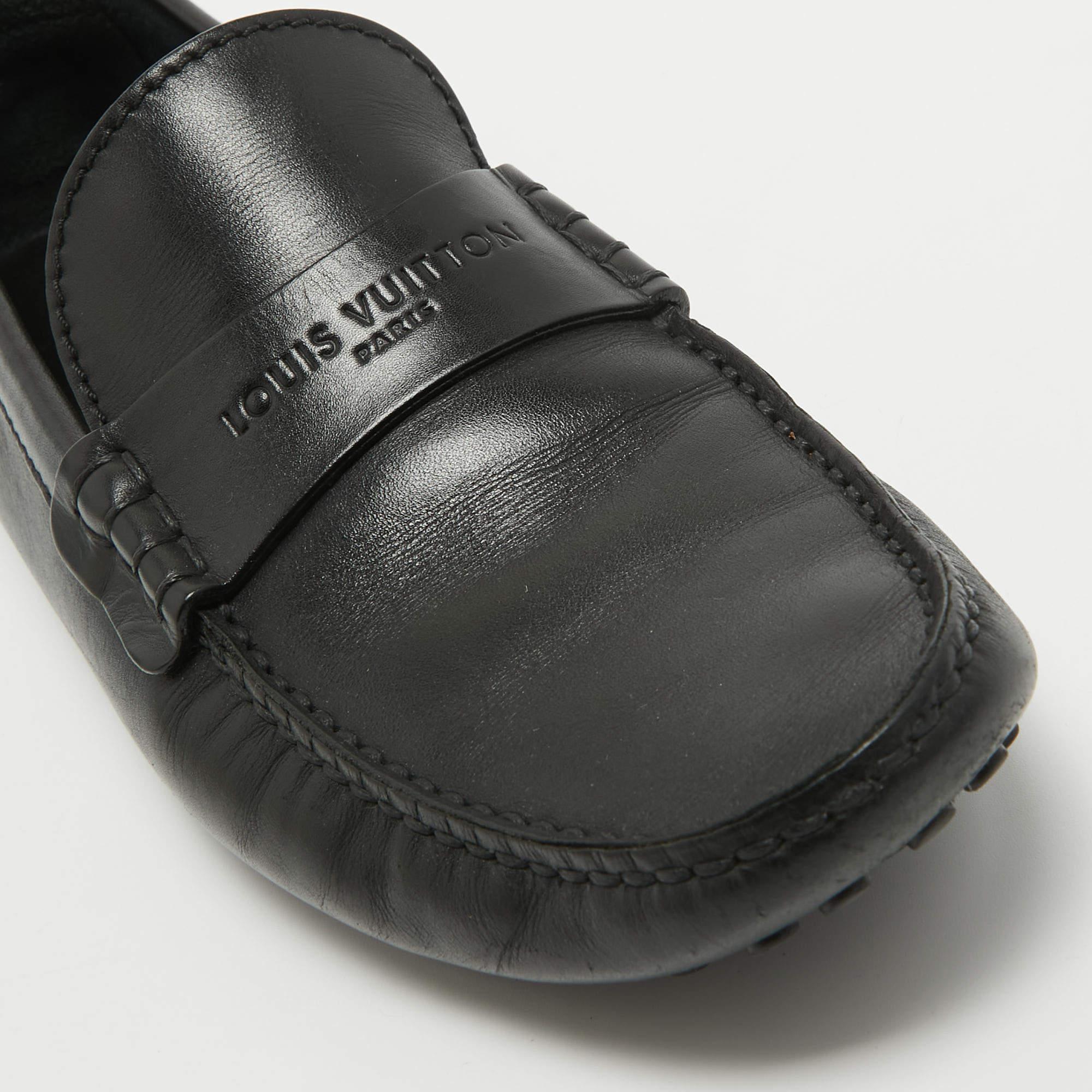 Louis Vuitton Black Leather Slip On Loafers Size 42.5 For Sale 2