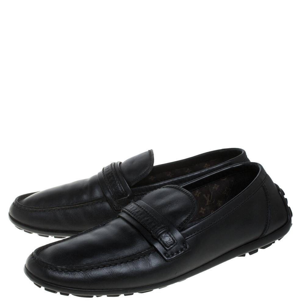 Louis Vuitton Black Leather Slip On Loafers Size 42.5 3