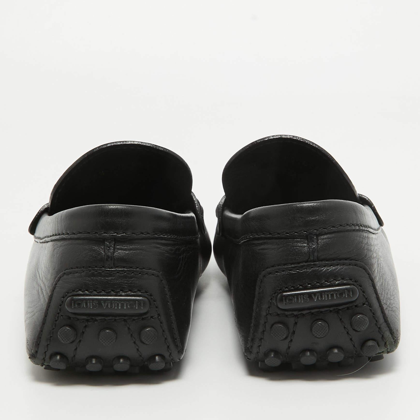 Louis Vuitton Black Leather Slip On Loafers Size 42.5 For Sale 3