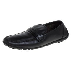Louis Vuitton Black Leather Slip On Loafers Size 42.5