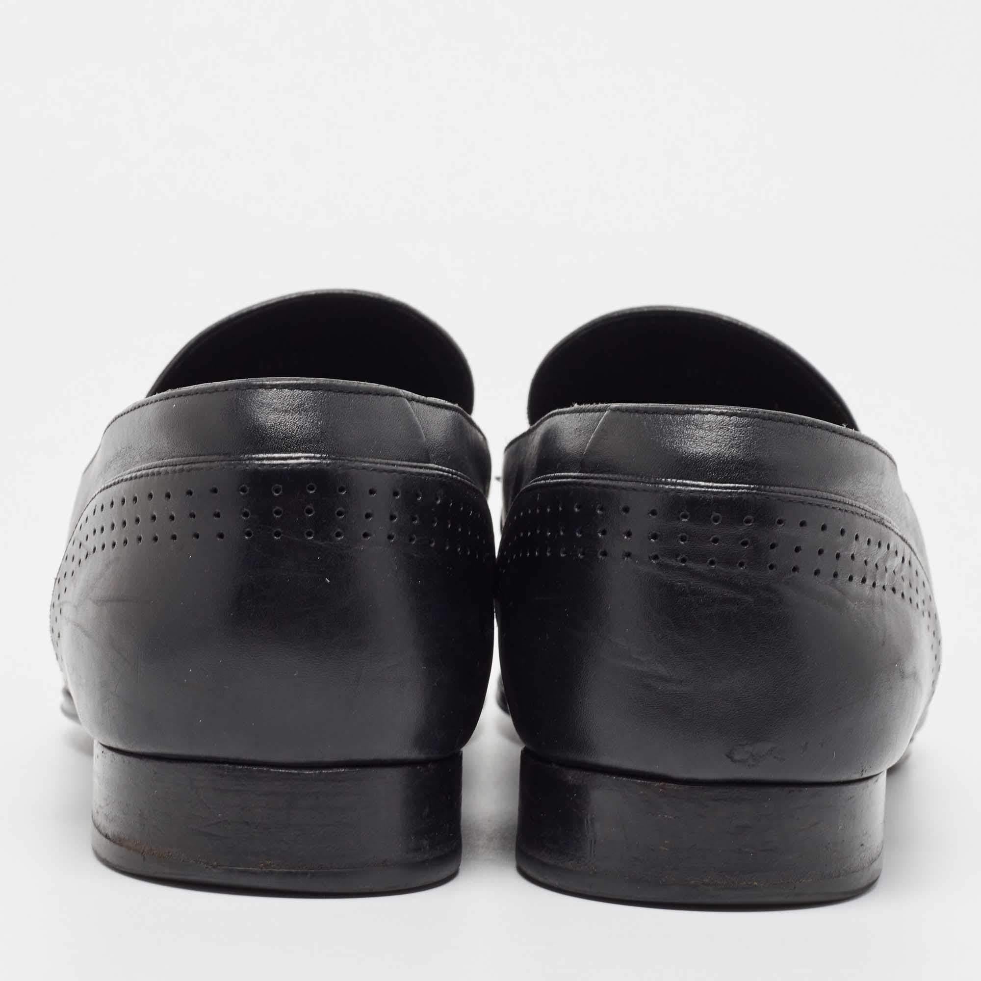 Louis Vuitton Black Leather Slip On Loafers Size 43 For Sale 1