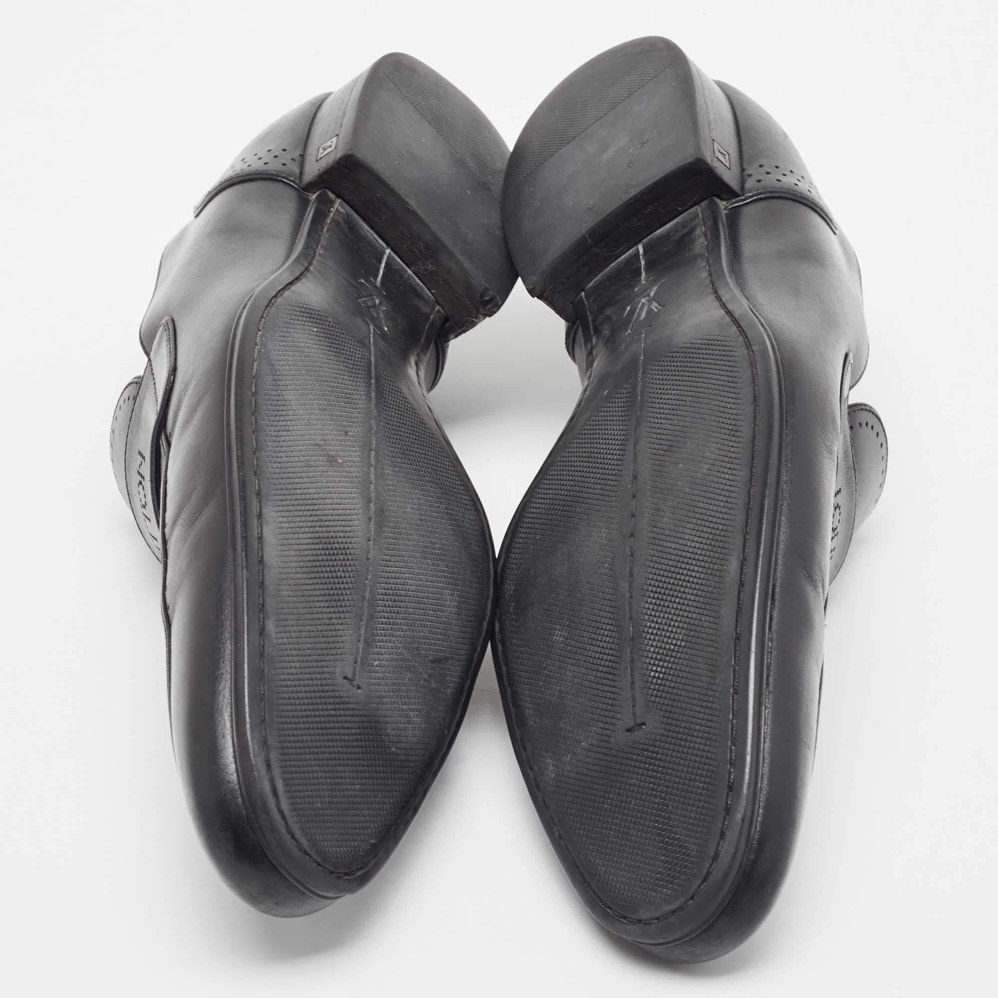 Louis Vuitton Black Leather Slip On Loafers Size 43 For Sale 2