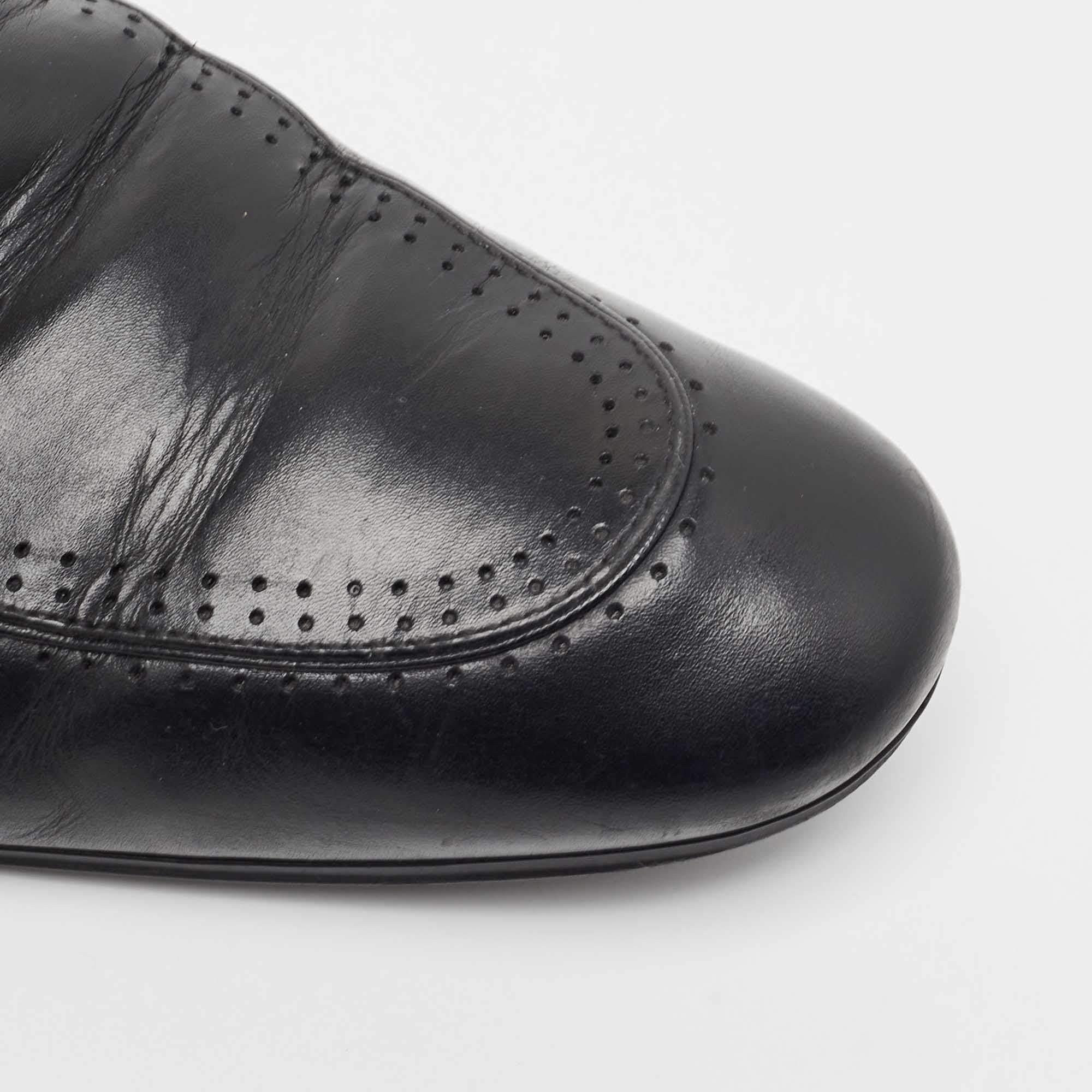 Louis Vuitton Black Leather Slip On Loafers Size 43 For Sale 3
